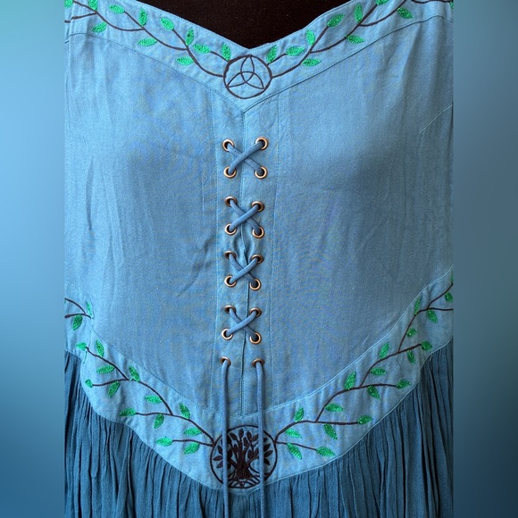 NWT HolyClothing 2x Majolica Blue Acacia Maxi Dress - Picture 5 of 14